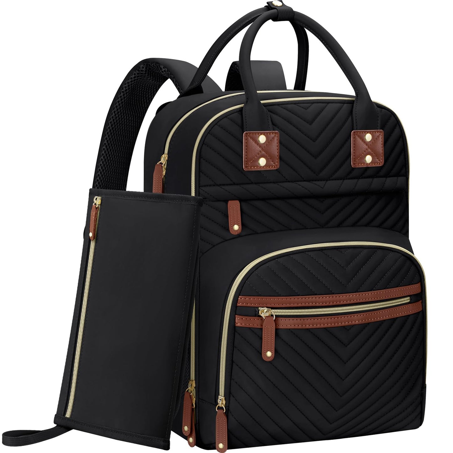 Tenot Diaper Bag Backpack for Women Large Capacity with Insulated Pockets Multifunctional Diaper Bags For Baby Girl Boy Waterproof Baby Bags For Mama Maternity Travel Bag Black