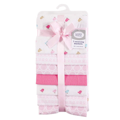 Luvable Friends Unisex Baby Cotton Flannel Receiving Blankets, Rainbow 7-Pack, One Size