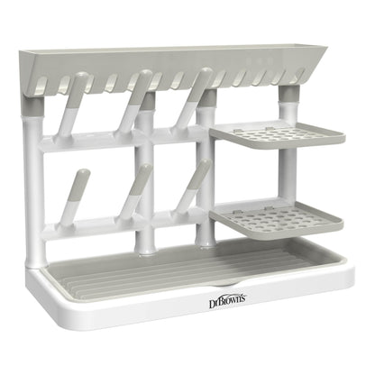 Dr. Brown's Baby Bottle Drying Tower, Stand-Up Countertop Drying Rack with Organized Storage for Baby Essentials, Space Saving Vertical Rack, Black/White