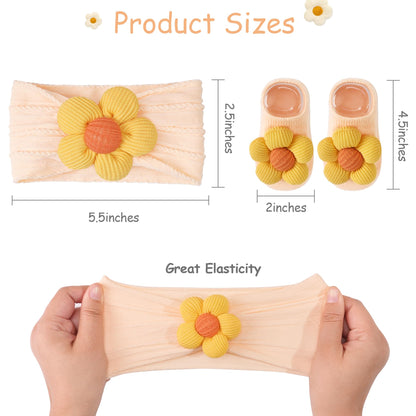 CÉLLOT 5 Pcs Baby Flower Headbands Baby Girls Nylon Headbands Soft Hairbands Hair Accessories for Newborn Infant Toddler Kids