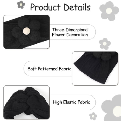 CÉLLOT 5 Pcs Baby Flower Headbands Baby Girls Nylon Headbands Soft Hairbands Hair Accessories for Newborn Infant Toddler Kids