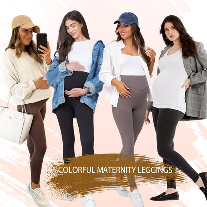 4 Pack Women’s Maternity Leggings with Pockets Over The Belly Butt Lift - Soft Workout Pregnancy Yoga Pants