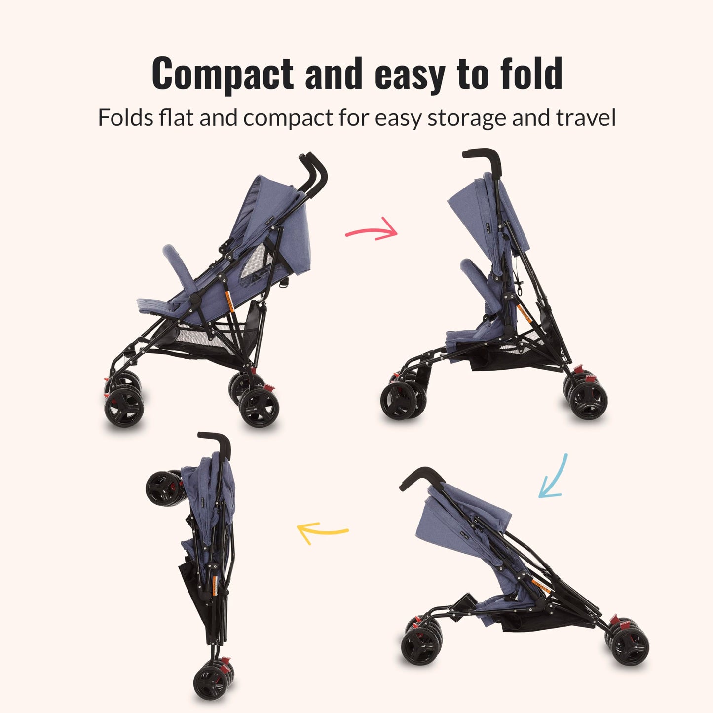 Dream On Me Vista Moonwalk Baby Stroller, Lightweight Travel Umbrella Stroller with Compact Fold, Smooth Ride Wheels, Multi-Position Recline, Spacious Storage Basket with Cup Holder, Light Gray
