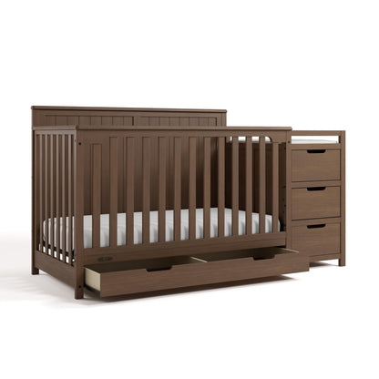 Graco Hadley 5-in-1 Convertible Crib & Changer – GREENGUARD Gold Certified, Fits Standard Crib Mattress, Converts to Toddler Bed and Full Bed, 4 Adjustable Mattress Heights (Pebble Gray)