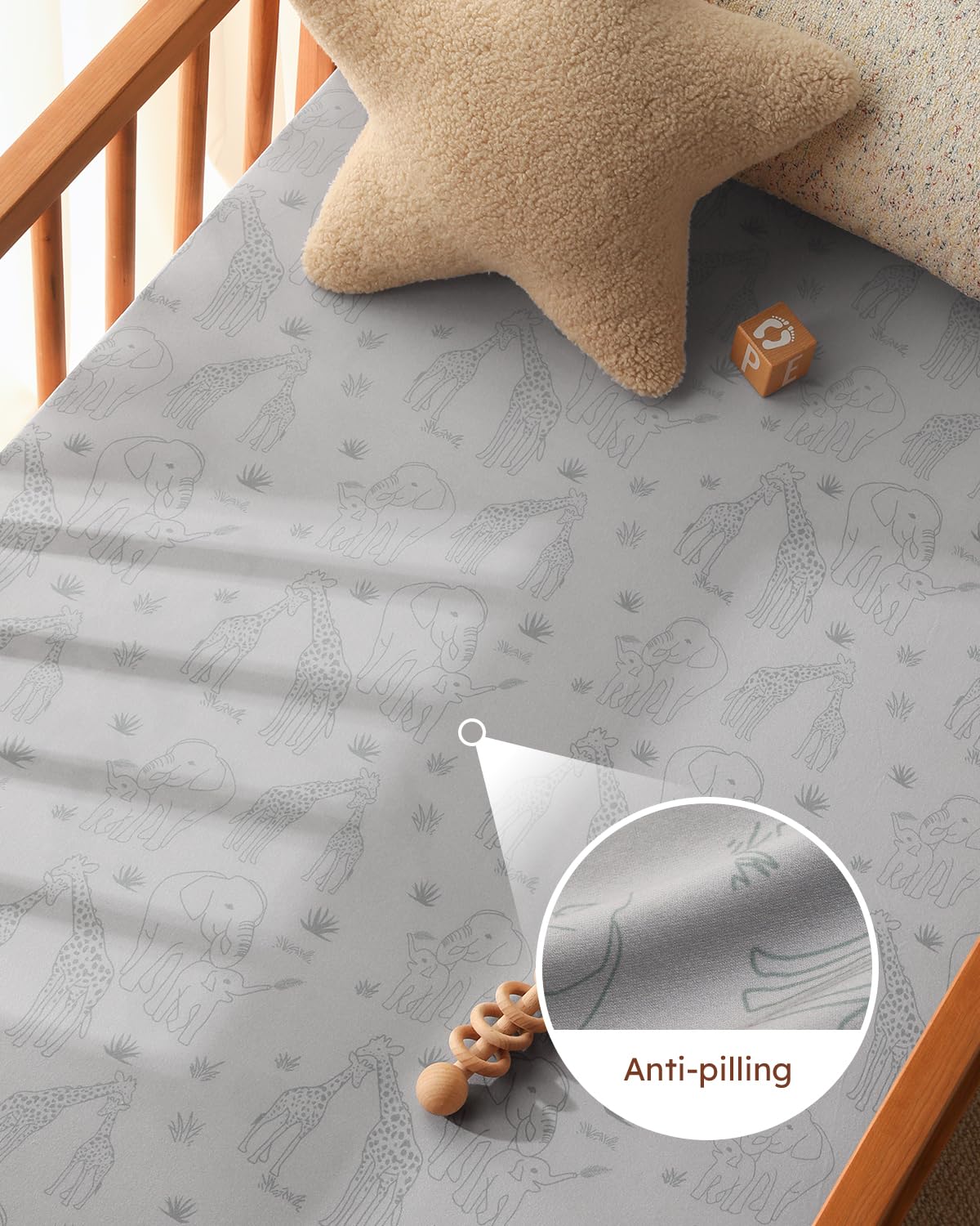 Unnivoll Baby Crib Sheets for Boys Girls, 28x52x8in Fitted Crib Sheet Neutral 3 Pack for Standard Crib and Toddler Mattress, Breathable Soft Microfiber Baby Sheet Blue Gray Planet