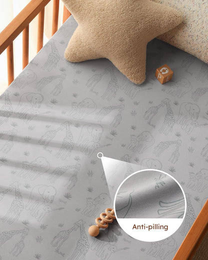 Unnivoll Baby Crib Sheets for Boys Girls, 28x52x8in Fitted Crib Sheet Neutral 3 Pack for Standard Crib and Toddler Mattress, Breathable Soft Microfiber Baby Sheet Blue Gray Planet