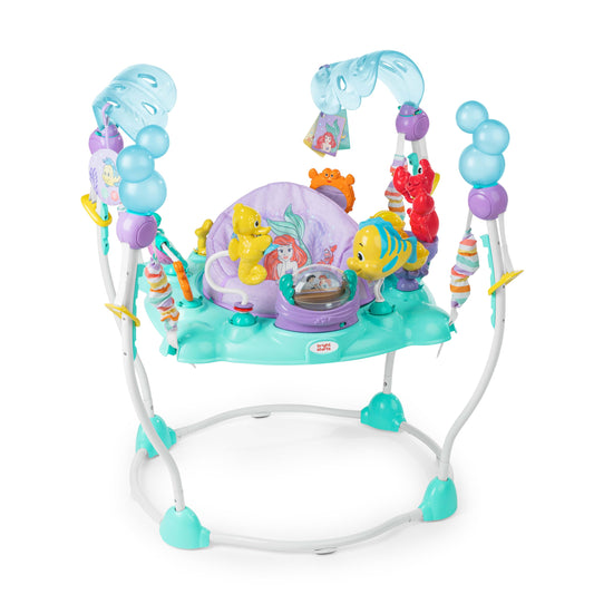 Bright Starts Disney Baby Minnie Mouse Forever Besties Baby Activity Center Jumper with 10 Toys, Lights & Sounds, 360-Degree Seat, 6-12 Months (Pink)