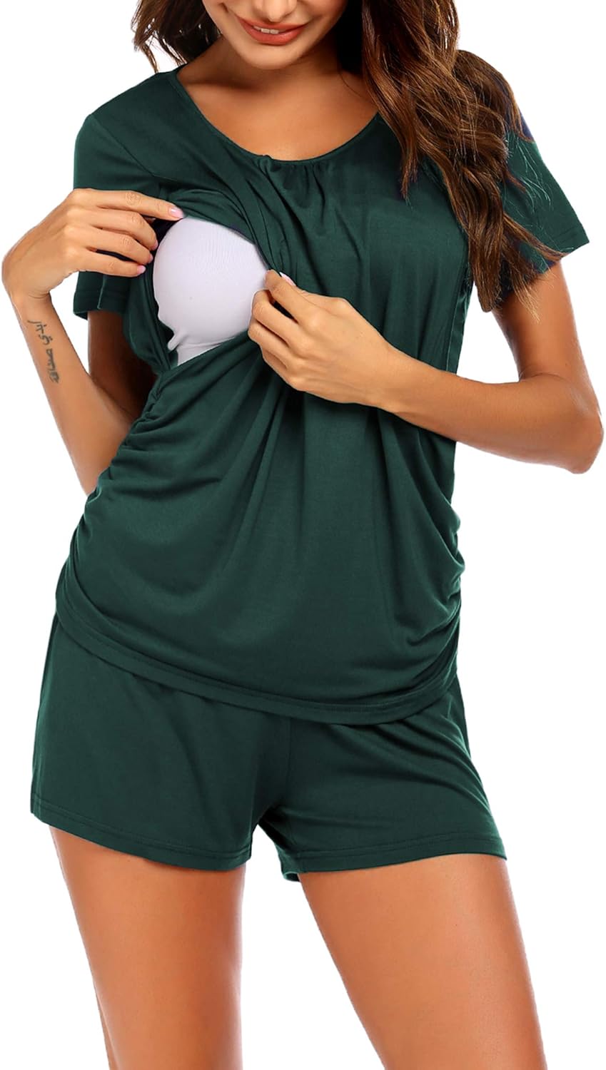 Ekouaer Womens Nursing Pajamas Maternity Breastfeeding Pjs Sleepwear Layer Soft Postpartum Lounge Set Pregnancy Clothes
