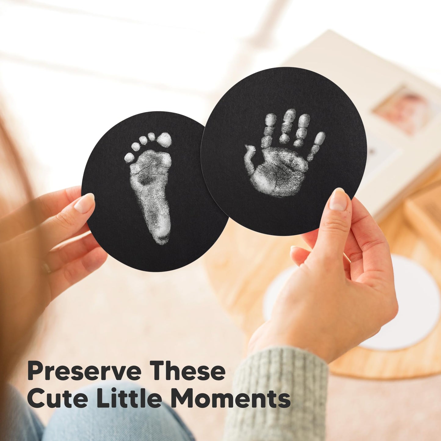 4-Pack Inkless Baby Hand and Footprint Kit - Mess Free Ink Pad for Newborn Keepsake, Dog Nose & Paw Print Kit, Clean Touch Ink Pad for Baby Hand & Footprints, First Mother's Day (Jet Black)