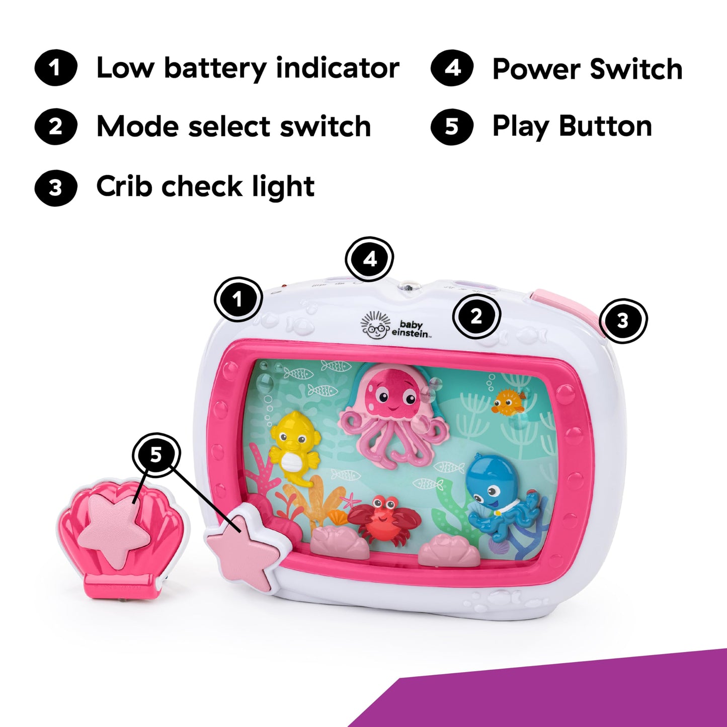 Baby Einstein Sea Dreams Soother Musical Crib Toy and Sound Machine, Newborn and up