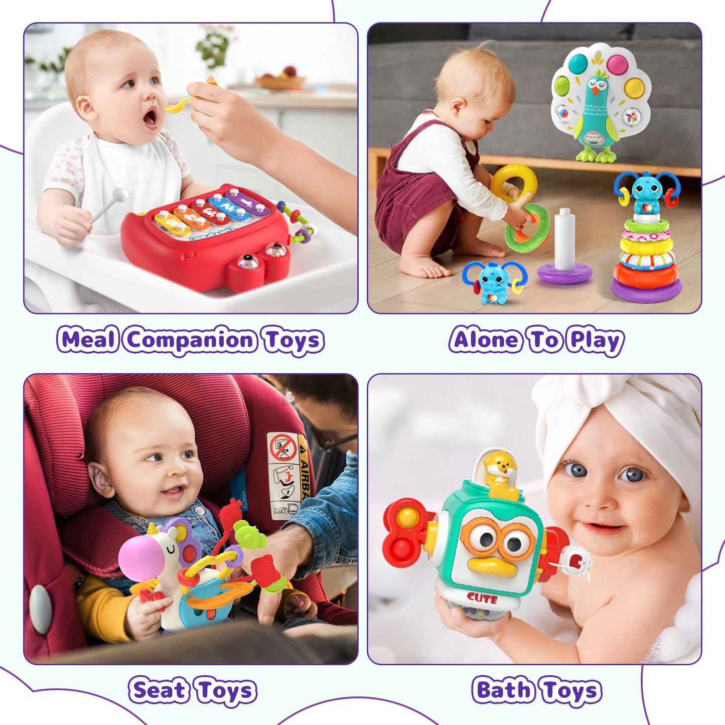 usrela 4 in 1 Baby Toys for 6 12 18 Month, Learning Toys for Babies 6-12 Months, Busy Cube, Stacking Sorter, Piano Xylophone Pull String Travel Toy, Birthday Gifts for Toddlers 1 2 Years Old