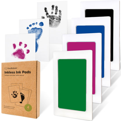 4-Pack Inkless Baby Hand and Footprint Kit - Mess Free Ink Pad for Newborn Keepsake, Dog Nose & Paw Print Kit, Clean Touch Ink Pad for Baby Hand & Footprints, First Mother's Day (Jet Black)