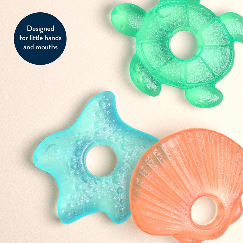 Itzy Ritzy Water-Filled Teethers - Cold Cutie Coolers Textured On Both Sides to Massage Sore Gums & Emerging Teeth - Can Be Chilled in Refrigerator, Set of 3 Green Cactus Water Teethers