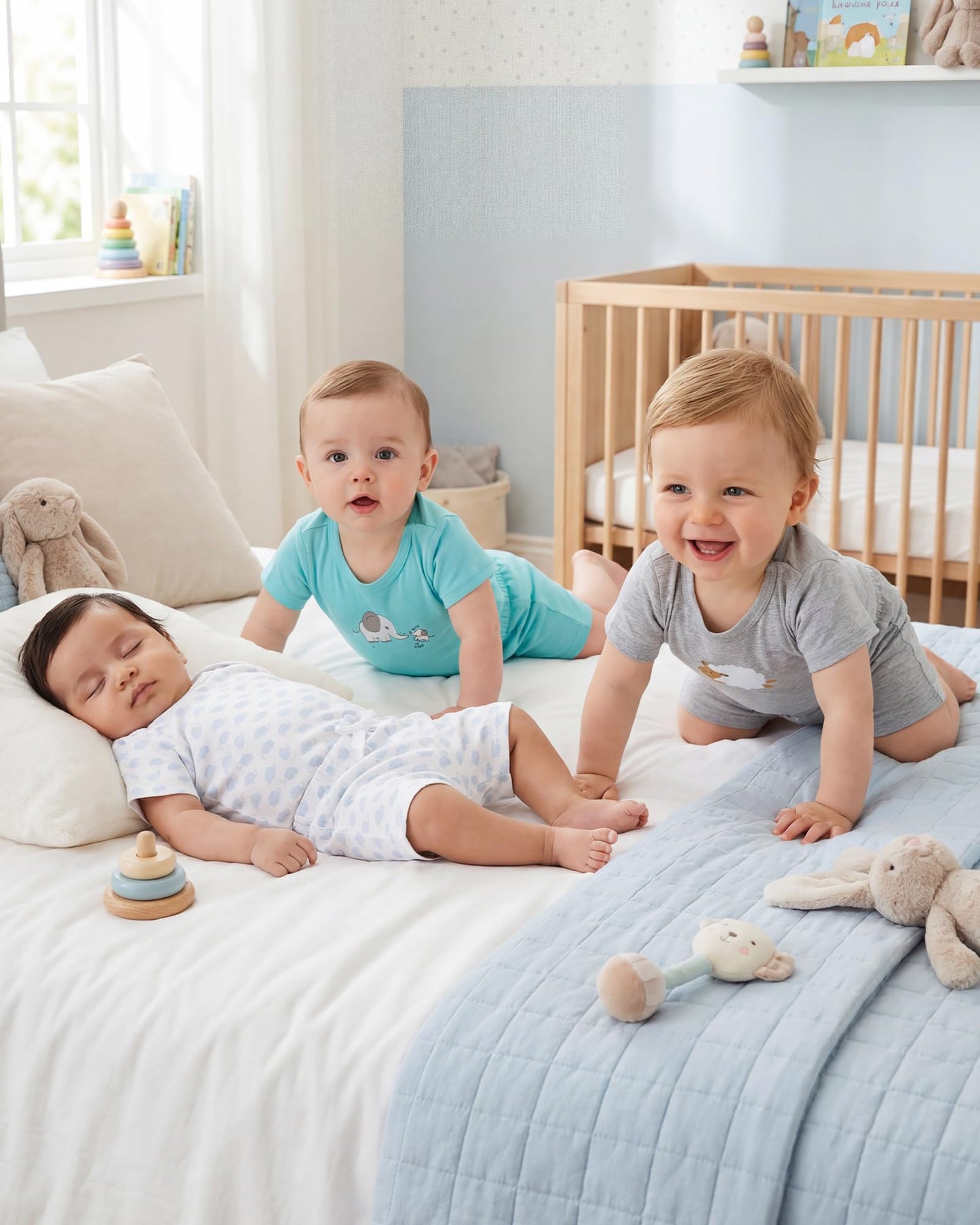 Jecson Newborn Boy Clothes Baby Boy Outfits Summer Set 6-Piece Cotton Short Sleeve Top and Shorts for 0-18M