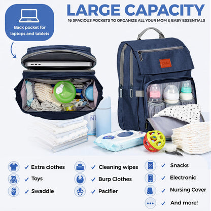 PILLANI Baby Diaper Bag Backpack - Baby Bag for Girls & Boys, Large Waterproof Toddler Diaper Backpack - Baby Shower Gifts & Registry Must Haves - Travel Diaper Bags with Changing Pad - Newborn Stuff