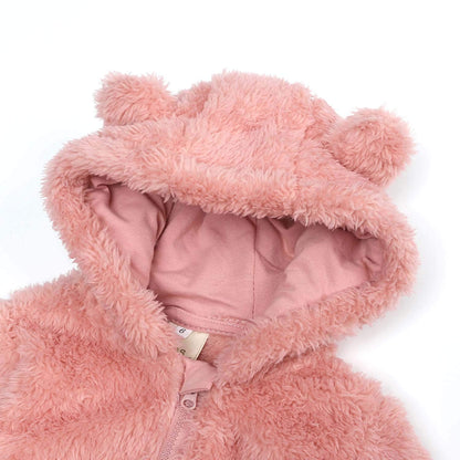 Babymine Newborn Baby Jumpsuit Hooded Fleece Rompers Long Sleeve Onesie Outwear Outfits