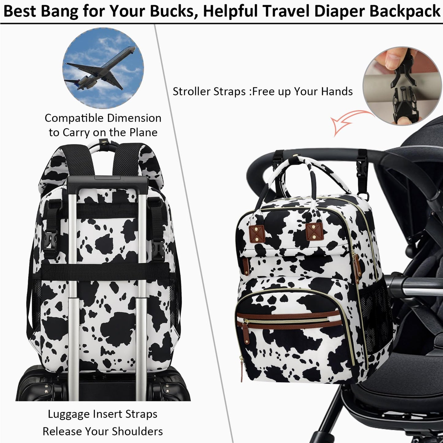 Tenot Diaper Bag Backpack for Women Large Capacity with Insulated Pockets Multifunctional Diaper Bags For Baby Girl Boy Waterproof Baby Bags For Mama Maternity Travel Bag Black