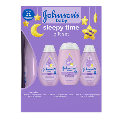 Johnson's Baby Sleepy Time Gift Set with Calming Bedtime Bath, Bedtime Lotion & Calming Shampoo, Baby Bedtime Essentials with Relaxing NaturalCalm Aromas, Hypoallergenic, 3 Items