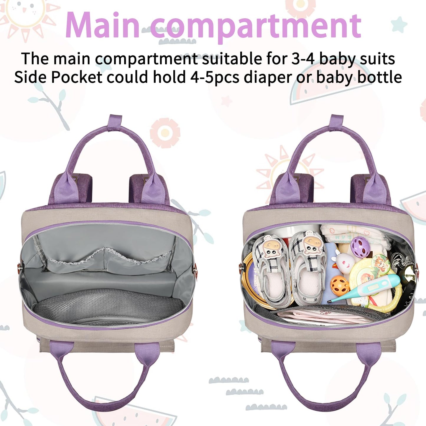 Diaper Bag Backpack, Baby Girl Diaper Bag for Mom, Large Pink Floral Diaper Bag Backpack for Girls, Waterproof Mom Backpack for Work Travel Holiday with Insulated Pockets and Stroller Straps