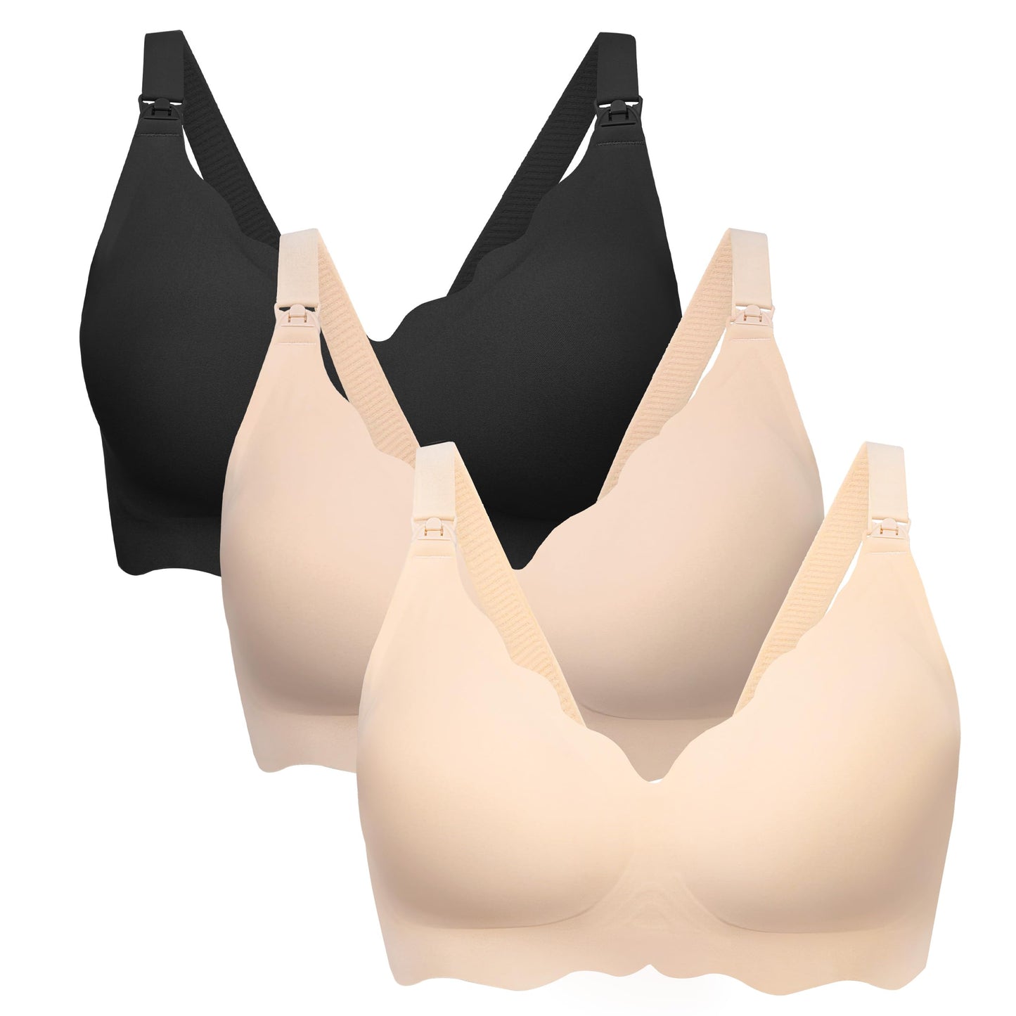 Angelhood Nursing Bras for Breastfeeding Ultra Comfort Seamless Maternity Bra Pack Wireless Pregnancy Bralette Bra Extender