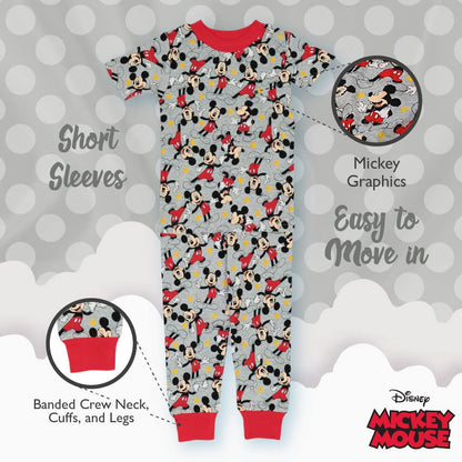 Disney Unisex Kids' 6-piece Snug-fit Cotton Matching Comfortable Pajama Set, Soft & Cute for Kids