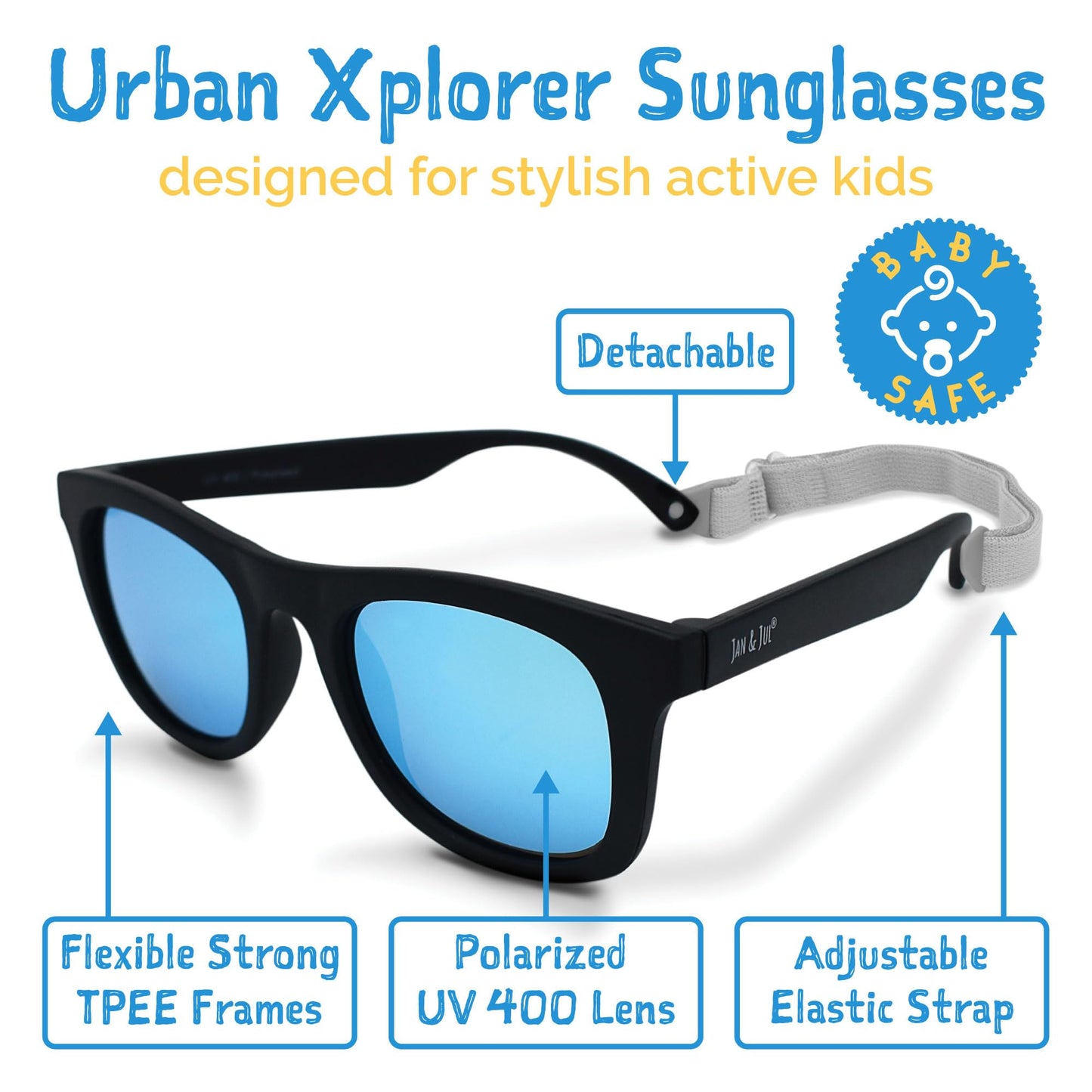JAN & JUL Baby Toddler Kids’ Flexible UV-400 Polarized Sun-glasses with Strap for Girls Boys