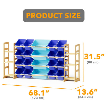 SpaceAid Toy Storage Organizer with 6 Shelves and 12 Bins, Bookshelf/Bookcase, Kids Bin Shelf, Toys Box for Playroom Organization for Bedroom & Room Decor, White, 52.3" W