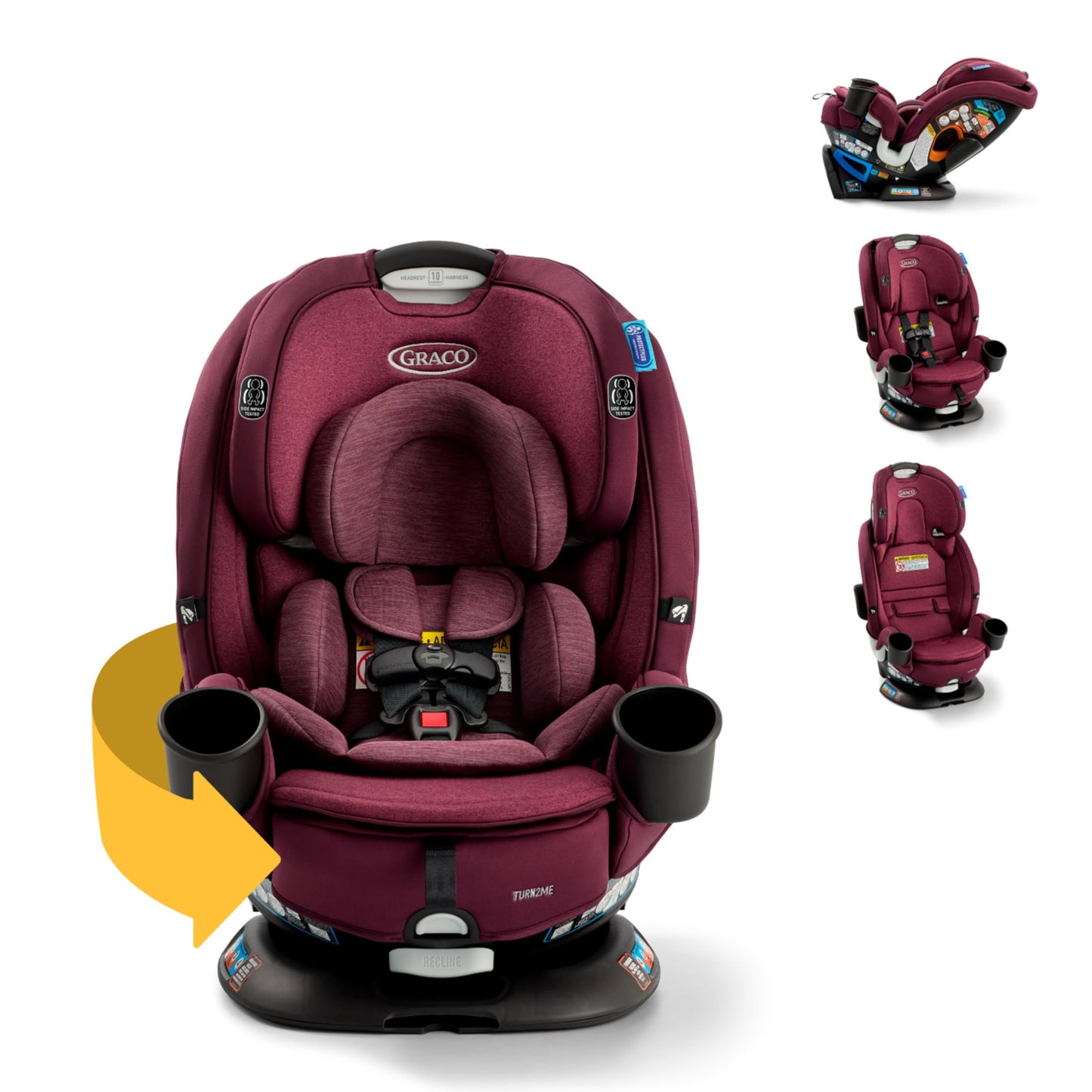 Graco Turn2Me 3-in-1 Rotating Convertible Car Seat, Manchester, Rear-Facing Rotation Only, Forward-Facing Mode, Highback Booster Up to 100 lbs, Adjustable Headrest & Harness, Steel Reinforced Frame