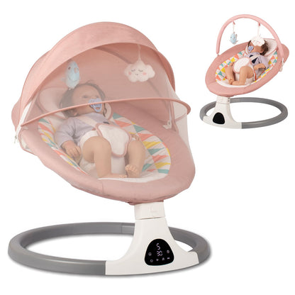 JFOVMCYG Electric Baby Swing for Infants and Toddlers, Portable Rocker with 5 Sway Speeds, Bluetooth Music, Remote Control, 10 Preset Melodies for Newborn Boy & Girl, 0-9 Months, Gray
