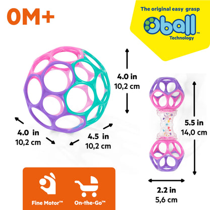 Bright Starts Oball Shaker Rattle Toy, Ages Newborn Plus
