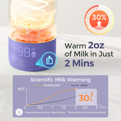 Momcozy Portable Bottle Warmer for Travel – Dual Heating Modes for Breast Milk & Water, Portable Milk Warmer with Fast Heating & Long Battery Life, 17 Ounces Large Capacity to Meet Your All-Day Needs