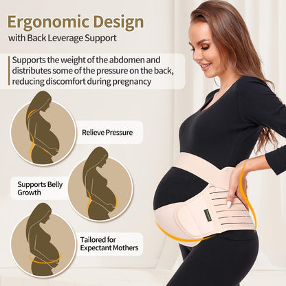ChongErfei Maternity Belt, Pregnancy 3 in 1 Support Belt for Back/Pelvic/Hip Pain, Maternity Band Belly Support for Pregnancy Belly Support Band (L: Fit Ab 39.5"-51.3", Black)
