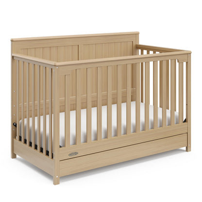 Graco Hadley 5-in-1 Convertible Crib & Changer – GREENGUARD Gold Certified, Fits Standard Crib Mattress, Converts to Toddler Bed and Full Bed, 4 Adjustable Mattress Heights (Pebble Gray)