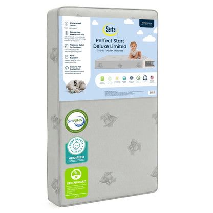 Serta Perfect Start Limited Dual Sided Baby Crib Mattress and Toddler Mattress, Breathable Fiber Core, GREENGUARD Gold Certified, Waterproof, 7 Year Warranty, Made in USA