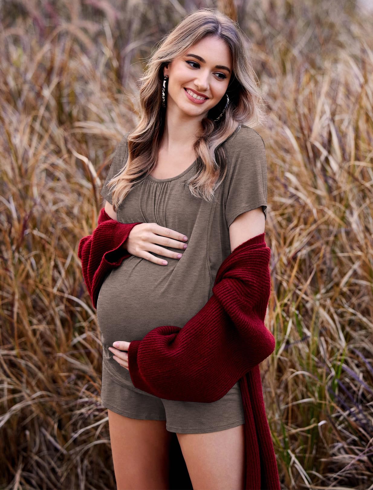 Ekouaer Womens Nursing Pajamas Maternity Breastfeeding Pjs Sleepwear Layer Soft Postpartum Lounge Set Pregnancy Clothes