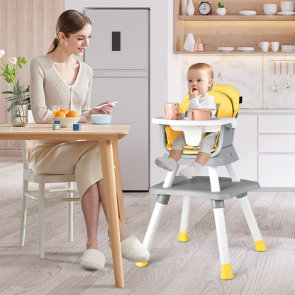 HONEY JOY 8 in 1 Baby High Chair, Convertible Highchair for Babies and Toddlers/Table and Chair Set/Building Block Table/Booster Seat/Stool/Toddler Chair with Safety Harness (Wave Gray)