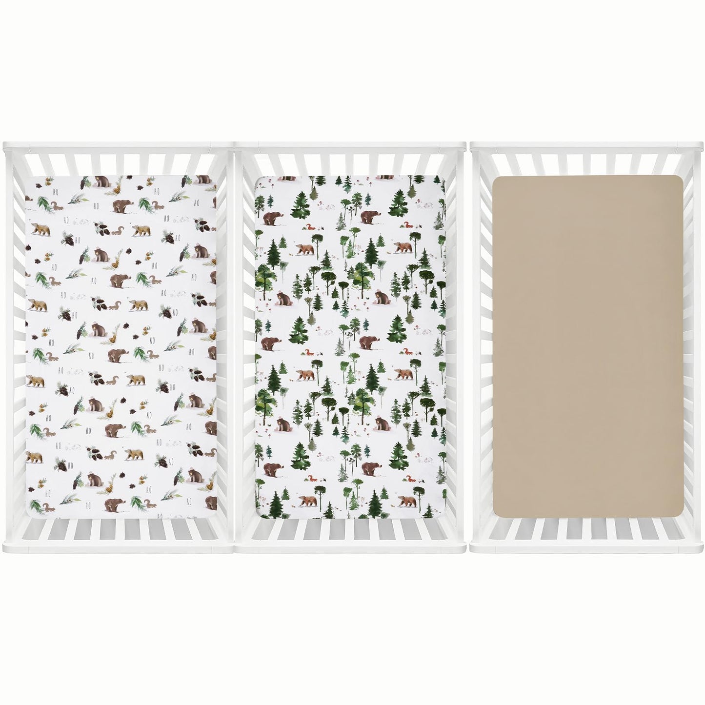 david's kids 3 Pack Fitted Crib Sheets, Ultra Soft Breathable Comfortable Baby Sheet Set for Boys Girls Neutral, 28x52 Inch Fits Standard Crib and Toddler Mattresses, Dinosaur