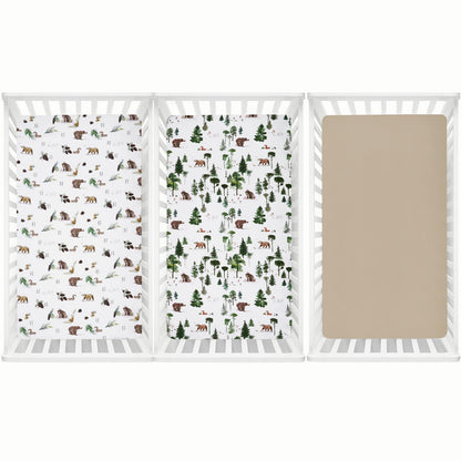 david's kids 3 Pack Fitted Crib Sheets, Ultra Soft Breathable Comfortable Baby Sheet Set for Boys Girls Neutral, 28x52 Inch Fits Standard Crib and Toddler Mattresses, Dinosaur