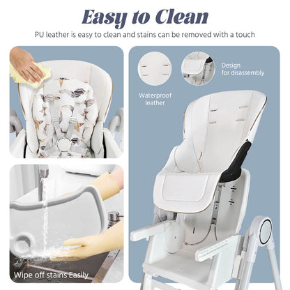 5 in 1 Convertible Baby High Chair Foldable, Baby Swing for Infants to Toddler,Portable Baby Feeding Chair, High Chairs for Babies and Toddlers, Silla de Comer para Bebe(White)