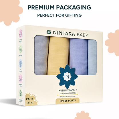 Muslin Swaddle Blankets for Newborns, 3 Pack Multipurpose 100% Organic Cotton, Ultra Soft Breathable Receiving Blanket 47 x 47 inches, Swaddle Wrap for Baby Boys & Girls