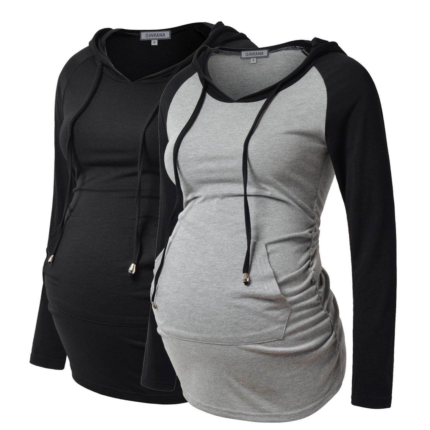 GINKANA Maternity Hoodie Long Sleeves Shirts Casual Maternity Top Pregnancy Sweatshirt Casual Clothes