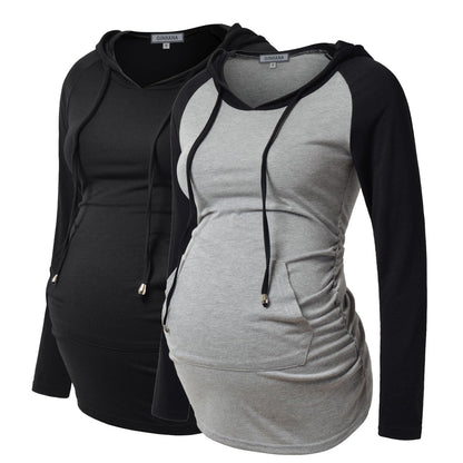 GINKANA Maternity Hoodie Long Sleeves Shirts Casual Maternity Top Pregnancy Sweatshirt Casual Clothes