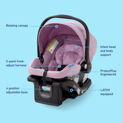 Graco® SnugRide Lite LX Infant Car Seat, Lightweight Rear-Facing Seat for Babies 4–30 lb, 4-Position Adjustable Base, LATCH Installation & ProtectPlus Engineered, Studio