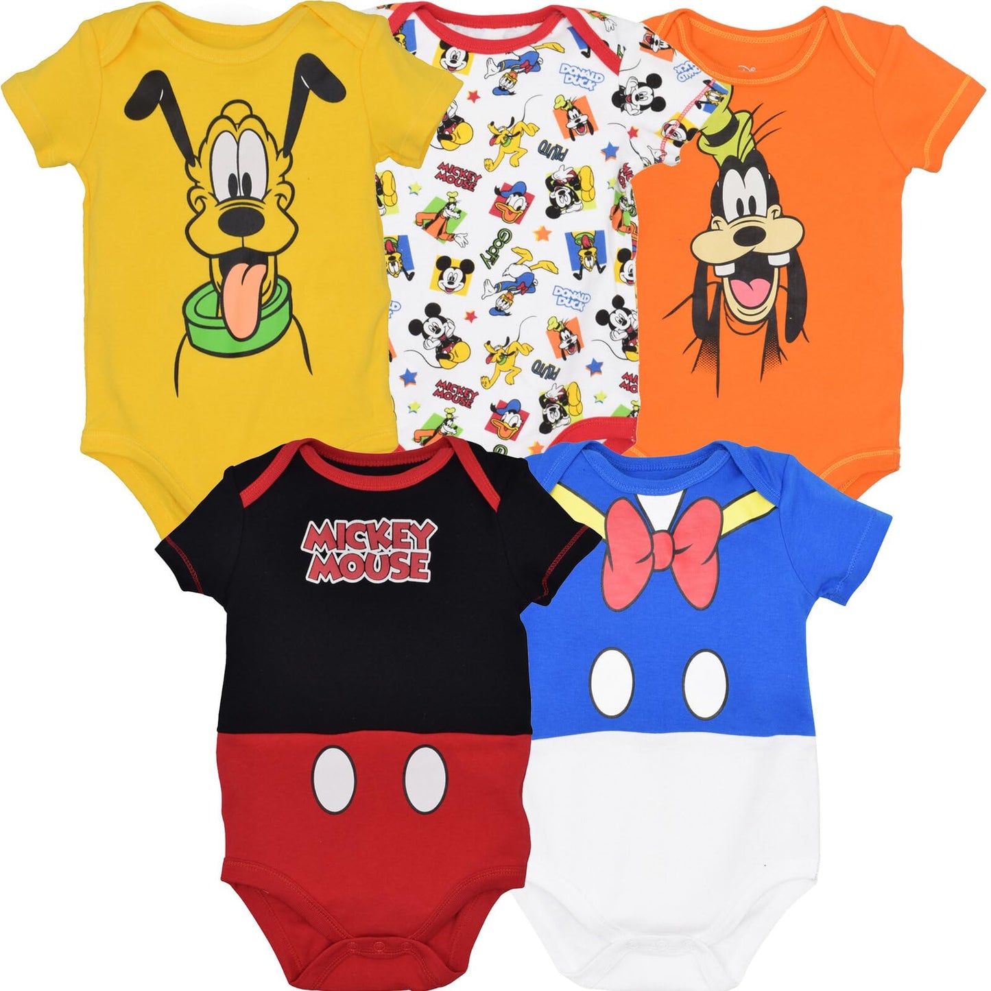 Disney Baby 5 Pack Bodysuits Newborn to Infant Sizes (Newborn - 24 Months)
