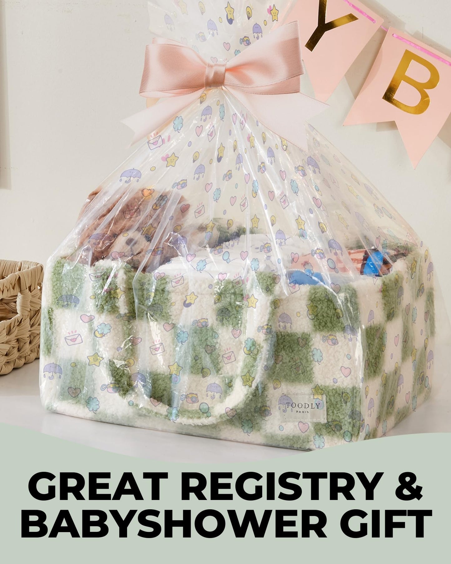 Baby Diaper Caddy Organizer with Portable Changing Mat - Teddy Fleece Diaper Organizer for Changing Table - Basket for Changing Essentials - Baby Essentials Organizer with Removable Dividers