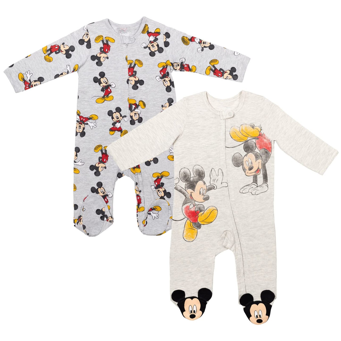 Disney Baby 2 Pack Zip Up Sleep N' Plays Newborn to Infant Sizes (Newborn - 24 Months)