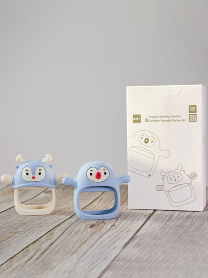 Smily Mia Penguin Teethers, Silicone TeethingToys for Babies 0-6Months, Baby Teethers for 3-6Months, Hand Teether for Infants, Teething/Teether Pacifiers for Infants, Light Purple