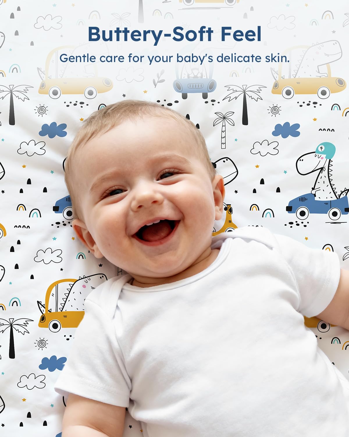 Unnivoll Baby Crib Sheets for Boys Girls, 28x52x8in Fitted Crib Sheet Neutral 3 Pack for Standard Crib and Toddler Mattress, Breathable Soft Microfiber Baby Sheet Blue Gray Planet