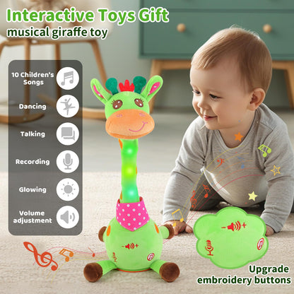 Emoin Dancing Talking Giraffe Baby Toy, Adjustable Volume Baby Giraffe Toys Singing 10 Children's Songs Singing Mimicking Recording Repeating What You Say for Toddlers