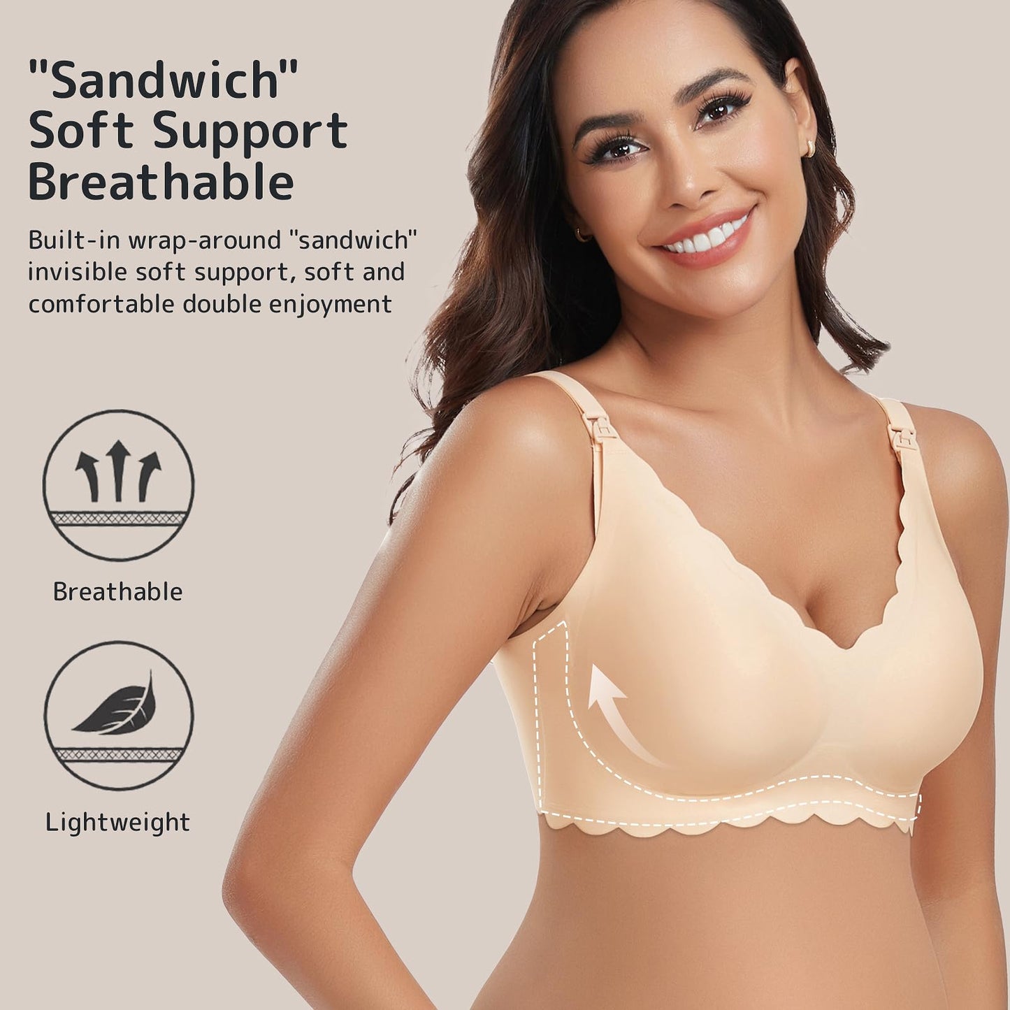 Gailife 3 Pack Nursing Bras for Breastfeeding Seamless Wireless Maternity Bras for Pregnancy Soft Sleep Bralette Pack